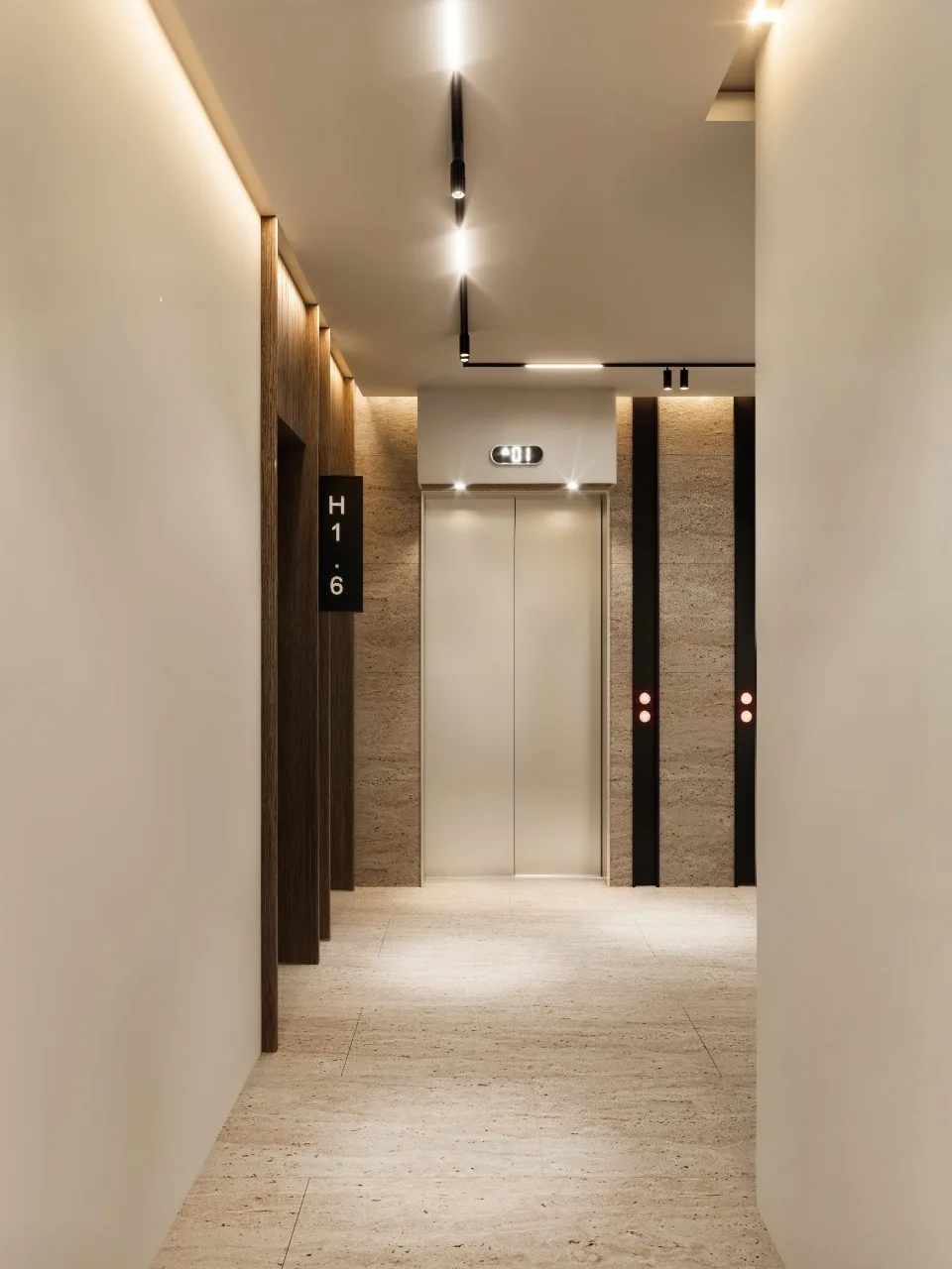 Couloir et ascenseurs, bloc H niveau 6
